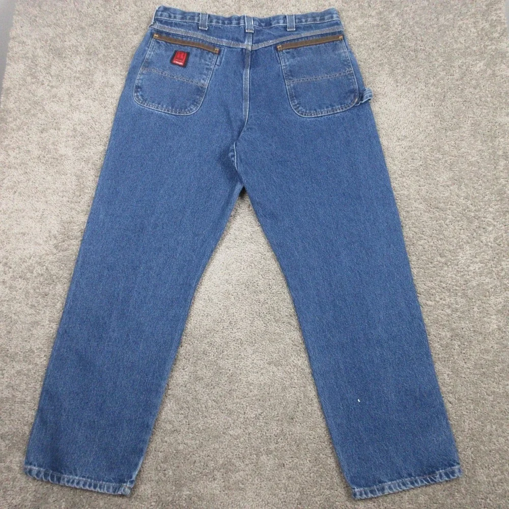 Wrangler Riggs Jeans Mens 38x32 Blue Cotton Paint Carpenter Workwear Denim Pants